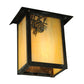 Meyda Lighting Seneca 7" Verdigris Winter Pine Wall Sconce With Beige Iridescent Art Shade Glass
