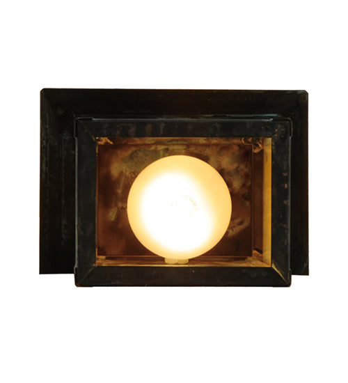 Meyda Lighting Seneca 7" Verdigris Winter Pine Wall Sconce With Beige Iridescent Art Shade Glass