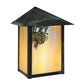 Meyda Lighting Seneca 7" Verdigris Winter Pine Wall Sconce With Beige Iridescent Art Shade Glass