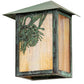 Meyda Lighting Seneca 7" Verdigris Winter Pine Wall Sconce With Beige Iridescent Shade Glass