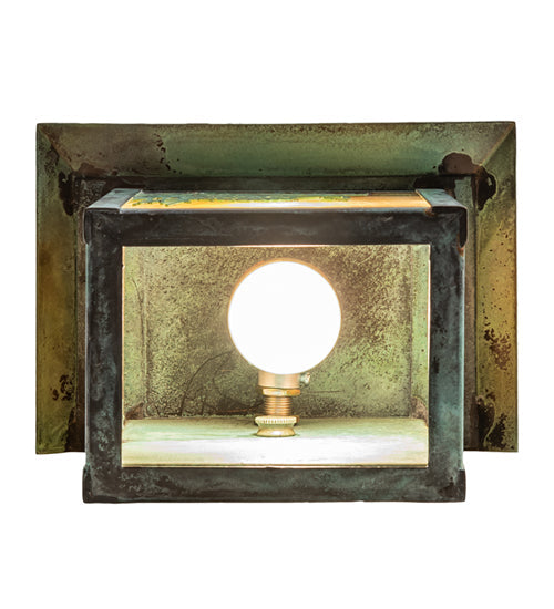 Meyda Lighting Seneca 7" Verdigris Winter Pine Wall Sconce With Beige Iridescent Shade Glass