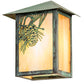 Meyda Lighting Seneca 7" Verdigris Winter Pine Wall Sconce With Beige Iridescent Shade Glass