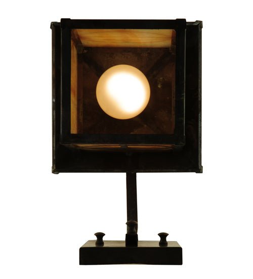 Meyda Lighting Seneca 7" Vintage Brass Circle Cross Curved Arm Wall Sconce With Beige Iridescent Shade Glass