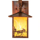 Meyda Lighting Seneca 7" Vintage Copper Moose at Lake Straight Arm Wall Sconce With Honey Granite Shade Glass
