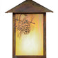 Meyda Lighting Seneca 7" Vintage Copper Winter Pine Wall Sconce With Beige Iridescent Art Shade Glass