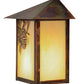 Meyda Lighting Seneca 7" Vintage Copper Winter Pine Wall Sconce With Beige Iridescent Art Shade Glass