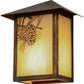 Meyda Lighting Seneca 7" Vintage Copper Winter Pine Wall Sconce With Beige Iridescent Art Shade Glass