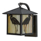 Meyda Lighting Seneca 8" Craftsman Brown Curved Arm Hanging Wall Sconce With Beige Iridescent Shade Glass