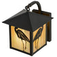 Meyda Lighting Seneca 8" Craftsman Brown Curved Arm Hanging Wall Sconce With Beige Iridescent Shade Glass