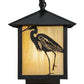 Meyda Lighting Seneca 8" Craftsman Brown Curved Arm Hanging Wall Sconce With Beige Iridescent Shade Glass