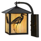 Meyda Lighting Seneca 8" Craftsman Brown Curved Arm Hanging Wall Sconce With Beige Iridescent Shade Glass