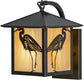 Meyda Lighting Seneca 8" Craftsman Brown Curved Arm Hanging Wall Sconce With Beige Iridescent Shade Glass