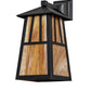 Meyda Lighting Seneca 8" Craftsman Brown Double Bar Mission Hanging Wall Sconce With Beige Art Shade Glass
