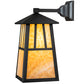 Meyda Lighting Seneca 8" Craftsman Brown Double Bar Mission Hanging Wall Sconce With Beige Art Shade Glass