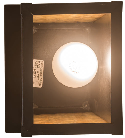 Meyda Lighting Seneca 8" Craftsman Brown Dragonfly Left Wall Sconce With Beige Art Shade Glass