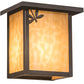 Meyda Lighting Seneca 8" Craftsman Brown Dragonfly Left Wall Sconce With Beige Art Shade Glass