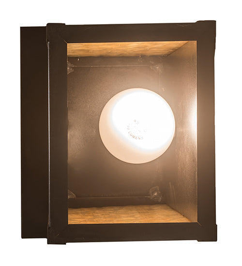 Meyda Lighting Seneca 8" Craftsman Brown Dragonfly Right Wall Sconce With Beige Art Shade Glass
