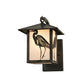 Meyda Lighting Seneca 8" Craftsman Brown Heron Curved Arm Wall Sconce With White Art Shade Glass