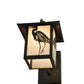 Meyda Lighting Seneca 8" Craftsman Brown Heron Curved Arm Wall Sconce With White Art Shade Glass