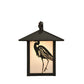 Meyda Lighting Seneca 8" Craftsman Brown Heron Curved Arm Wall Sconce With White Art Shade Glass