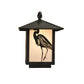 Meyda Lighting Seneca 8" Craftsman Brown Heron Curved Arm Wall Sconce With White Art Shade Glass