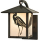 Meyda Lighting Seneca 8" Craftsman Brown Heron Curved Arm Wall Sconce With White Art Shade Glass