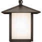 Meyda Lighting Seneca 8" Craftsman Brown Plain Curved Arm Wall Sconce With White Shade Glass