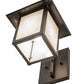 Meyda Lighting Seneca 8" Craftsman Brown Plain Curved Arm Wall Sconce With White Shade Glass