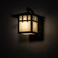Meyda Lighting Seneca 8" Oil Rubbed Bronze Double Cross Mission Wall Sconce With Beige Art Shade Glass