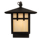 Meyda Lighting Seneca 8" Oil Rubbed Bronze Double Cross Mission Wall Sconce With Beige Art Shade Glass