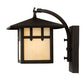 Meyda Lighting Seneca 8" Oil Rubbed Bronze Double Cross Mission Wall Sconce With Beige Art Shade Glass