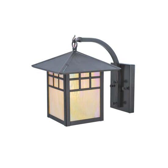 Meyda Lighting Seneca 8" Window Pane Curved Arm Wall Sconce With Iridescent Shade Glass