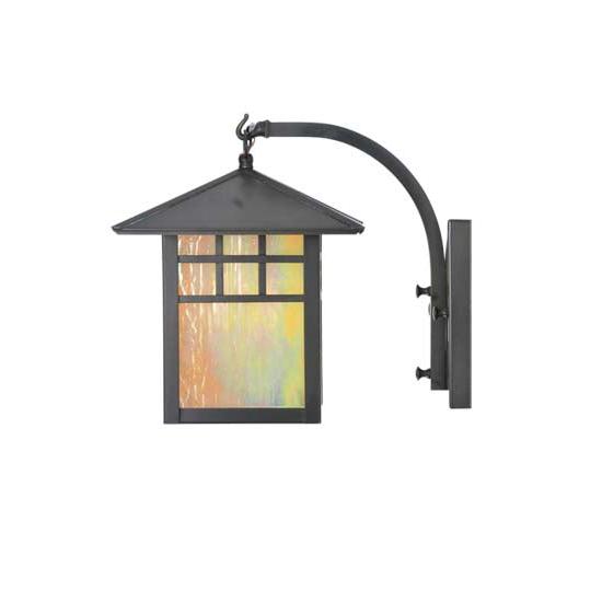 Meyda Lighting Seneca 8" Window Pane Curved Arm Wall Sconce With Iridescent Shade Glass