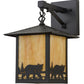 Meyda Lighting Seneca 9" Black Bear Creek Hanging Wall Sconce With Beige Art Shade Glass