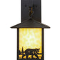 Meyda Lighting Seneca 9" Black Bear Creek Hanging Wall Sconce With Beige Art Shade Glass