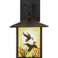Meyda Lighting Seneca 9" Black Ducks in Flight Hanging Wall Sconce With Beige Art Shade Glass