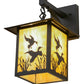 Meyda Lighting Seneca 9" Black Ducks in Flight Hanging Wall Sconce With Beige Art Shade Glass