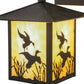 Meyda Lighting Seneca 9" Black Ducks in Flight Hanging Wall Sconce With Beige Art Shade Glass