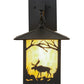 Meyda Lighting Seneca 9" Black Moose Creek Hanging Wall Sconce With Beige Iridescent Shade Glass