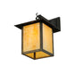 Meyda Lighting Seneca 9" Black Straight Hanging Wall Sconce With Beige Shade Glass