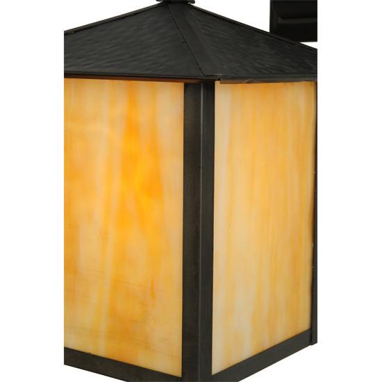 Meyda Lighting Seneca 9" Black Straight Hanging Wall Sconce With Beige Shade Glass