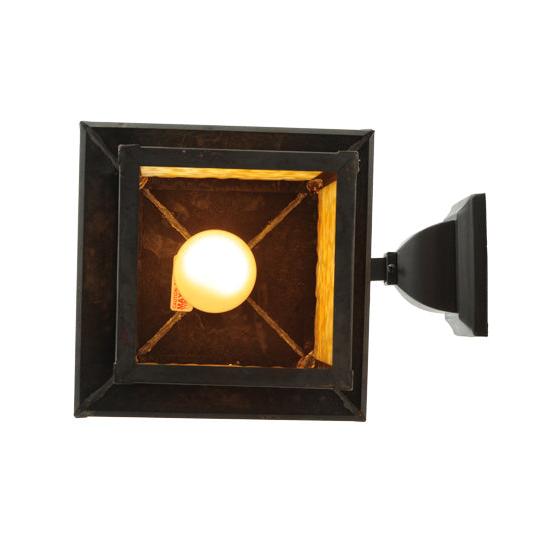 Meyda Lighting Seneca 9" Black Straight Hanging Wall Sconce With Beige Shade Glass
