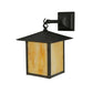 Meyda Lighting Seneca 9" Black Straight Hanging Wall Sconce With Beige Shade Glass