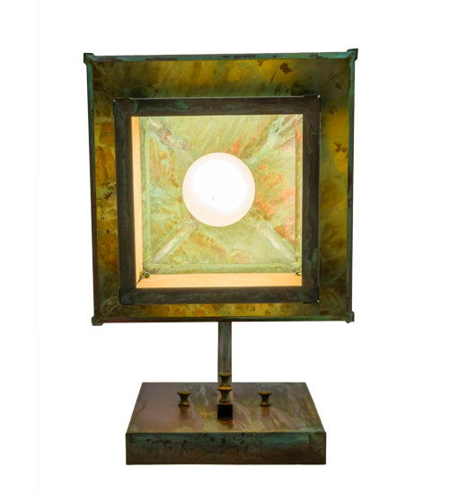 Meyda Lighting Seneca 9" Copper Verdigris T Mission Wall Sconce With Amber Tawnyrock Idalight Shade Glass