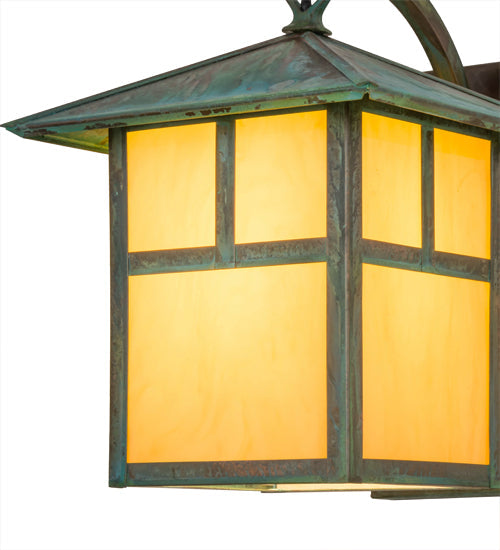 Meyda Lighting Seneca 9" Copper Verdigris T Mission Wall Sconce With Amber Tawnyrock Idalight Shade Glass