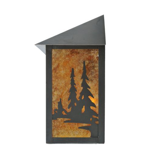 Meyda Lighting Seneca 9" Craftsman Brown Bear Creek Wall Sconce With Amber Mica Shade Glass