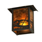 Meyda Lighting Seneca 9" Craftsman Brown Canoe At Lake Wall Sconce With Amber Mica Shade Glass