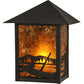 Meyda Lighting Seneca 9" Craftsman Brown Canoe At Lake Wall Sconce With Amber Mica Shade Glass