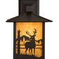 Meyda Lighting Seneca 9" Craftsman Brown Deer at Lake Solid Mount Wall Sconce With Beige Art Shade Glass