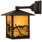 Meyda Lighting Seneca 9" Craftsman Brown Deer at Lake Solid Mount Wall Sconce With Beige Art Shade Glass